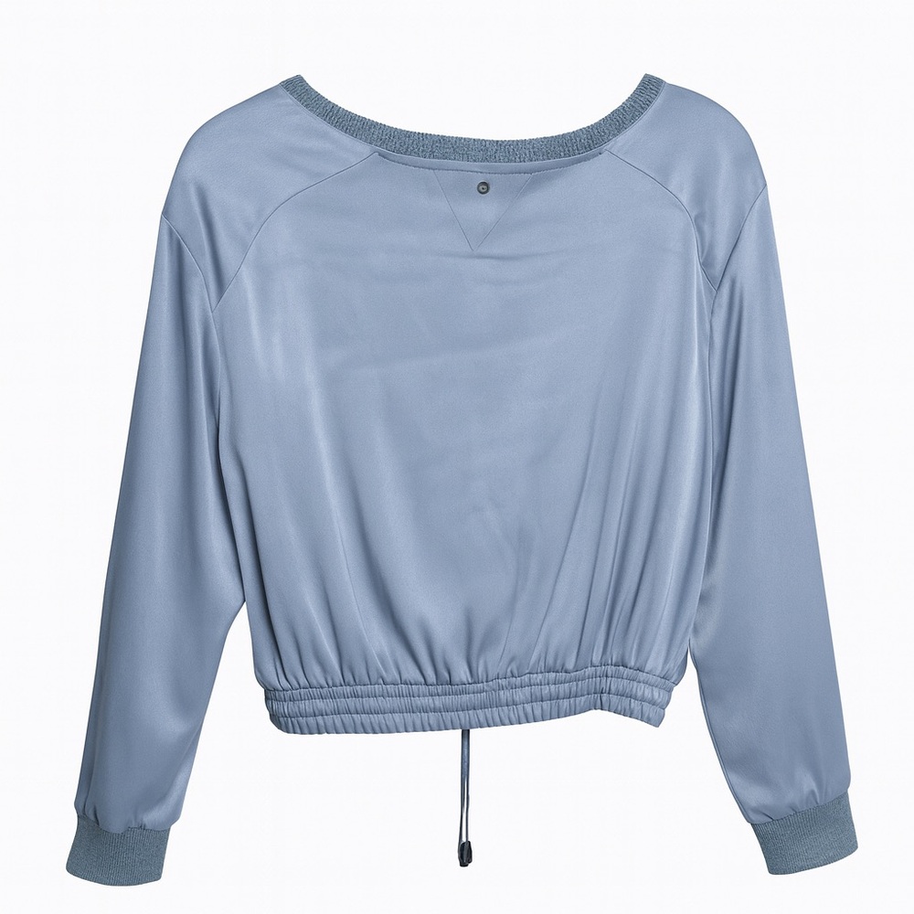 Emporio Armani Light Blue Satin Drawstring Blouse – Elegant Designer Top - Picture 3 of 9
